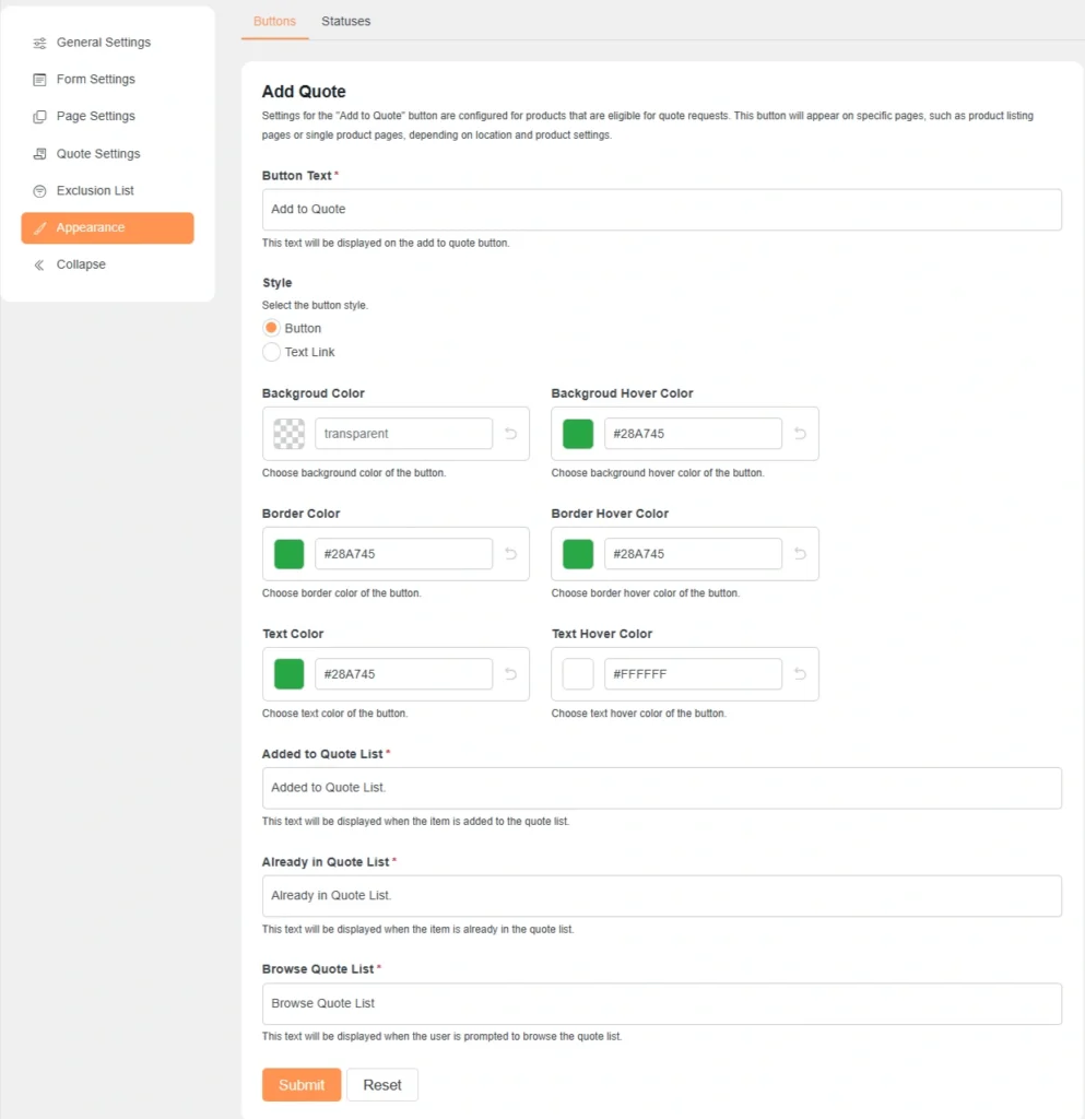 Appearance-Settings-Buttons-Statuses-PSM-Request-a-Quote