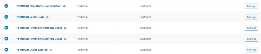 Customer Notifications - PSM Request a Quote